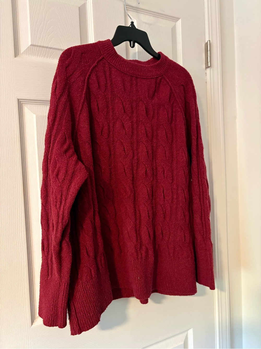 aerie Cable Knit Crewneck Sweater - Red